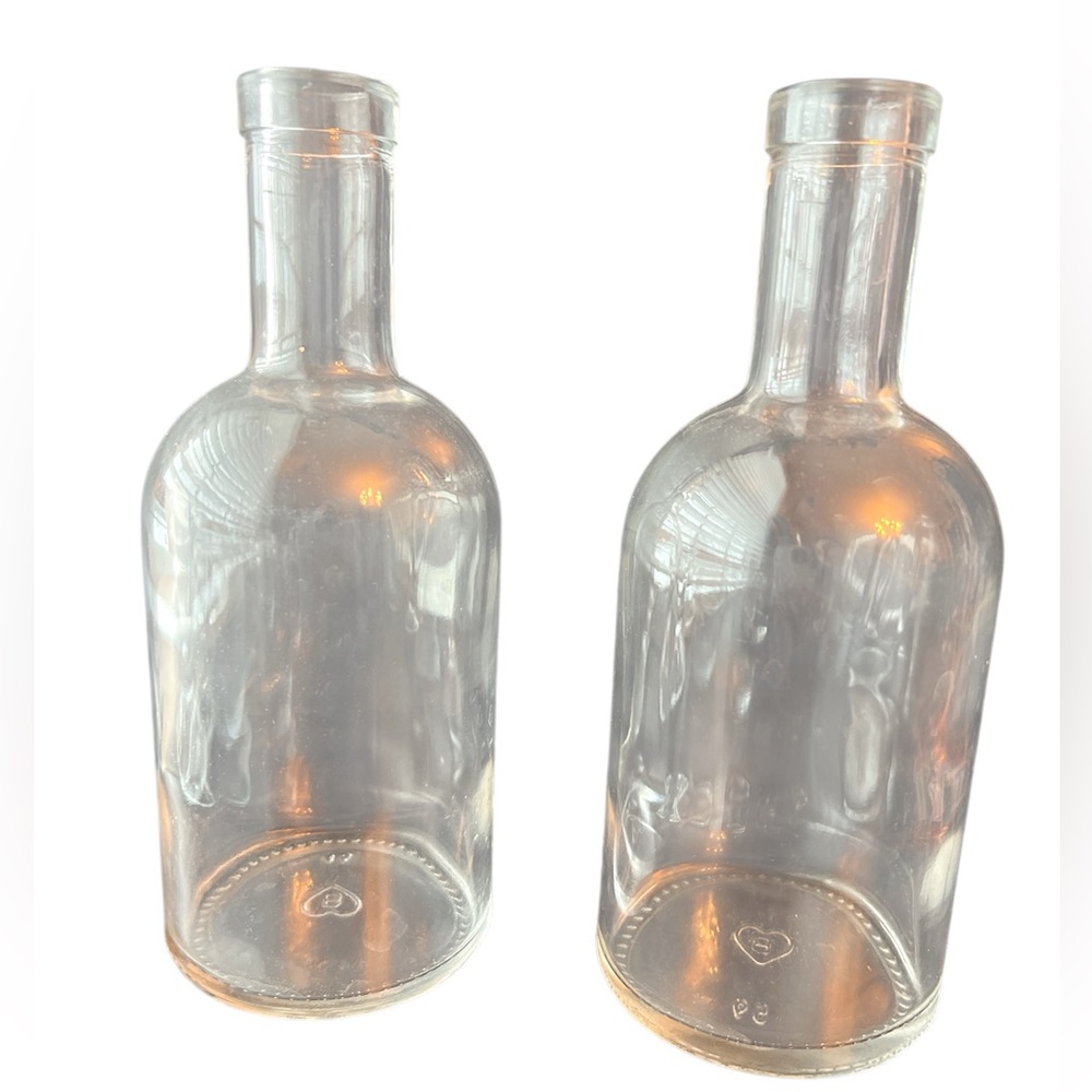 Set of Two Clear Glass Bottles
